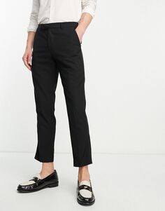 Черные укороченные брюки узкого кроя с атласными полосками Harry Brown