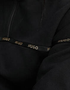 Черный укороченный свитшот длиной 1/4 с логотипом HUGO Darini