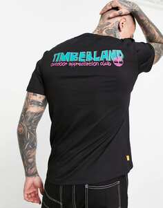 Черная футболка с принтом на спине Timberland