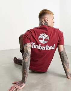 Бордовая футболка с принтом на спине Timberland эксклюзивно для ASOS