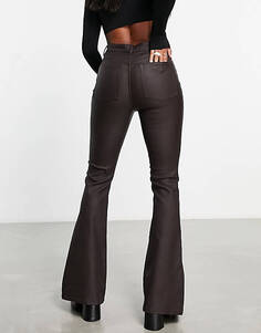 Расклешенные эластичные джинсы ASOS DESIGN Power шоколадно-коричневого цвета с покрытием