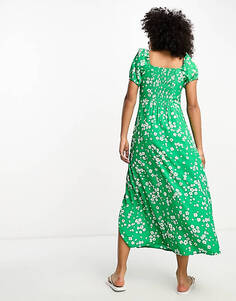Зеленое платье миди с пышными рукавами &amp; Other Stories