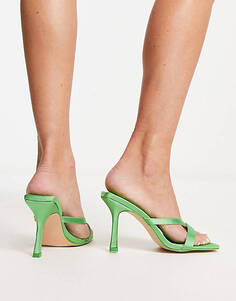 Зеленые атласные туфли на каблуке Public Desire Kristen