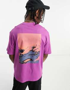 Фиолетовая футболка оверсайз с графическим рисунком на спине The North Face NSE