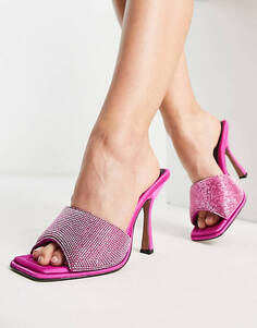 Розовые босоножки на каблуке с украшением ASOS DESIGN Wide Fit Nessa