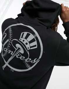 Черный пуловер с принтом на груди и спине 47 Brand MLB NY Yankees