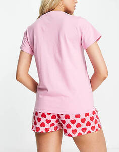 Короткая пижама в розовом и красном цветах Threadbare it&apos;scoming home