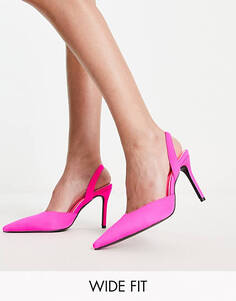 Розовые туфли на каблуке с пяткой на пятке Glamorous Wide Fit