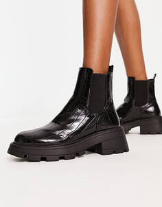 Черные массивные ботинки челси с широким кроем Topshop Bella