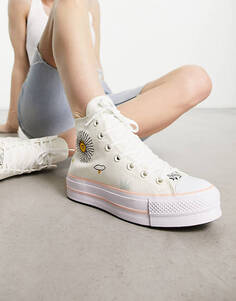 Белые и коралловые кроссовки Converse Chuck Taylor All Star Lift hi