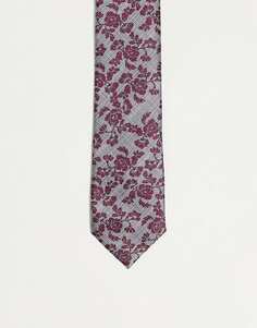 Красно-серый галстук с цветочным принтом Harry Brown