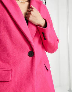 Розовое пальто с пуговицами и подкладкой New Look