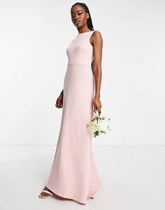 Приглушенно-розовое платье макси с бантом на спине TFNC Bridesmaid