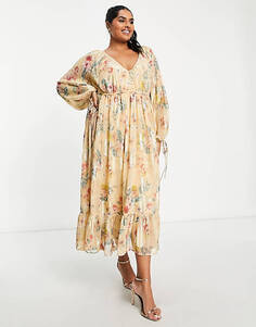 Жаккардовое платье макси с пуговицами ASOS DESIGN Curve
