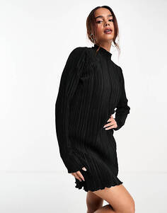 Черное плиссированное мини-платье Vero Moda