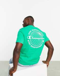 Зеленая футболка Champion Rochester Future с принтом в виде земного шара на спине