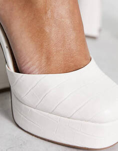 Белые туфли на высоком каблуке под крокодила ASOS DESIGN Priority