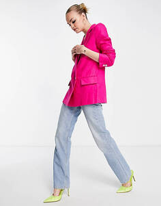 Ярко-розовый пиджак оверсайз Mango