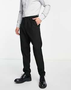 Черные элегантные зауженные брюки узкого кроя Selected Homme