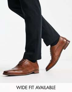 Светло-коричневые кожаные туфли-броги со шнуровкой ASOS DESIGN