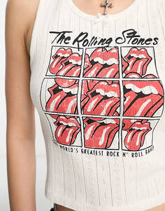 Белый жилет с пуантами Bershka Rolling Stones