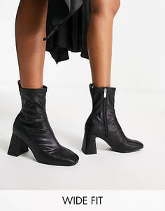 Черные ботинки-носки на каблуке Schuh Wide Fit Bella