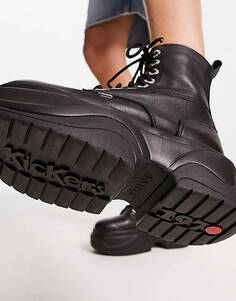 Черные кожаные ботинки на платформе Kickers Kade