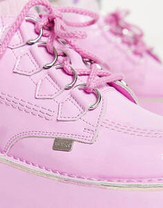 Ботинки на платформе Kickers Kick с розовым голографическим лаком