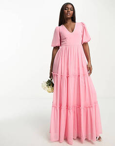 Ярко-розовое платье макси с завязками на спине Anaya Bridesmaid