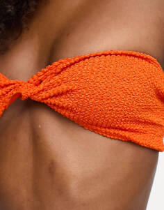 Темно-оранжевый лиф бикини с микро-бандо из жатой ткани ASOS DESIGN