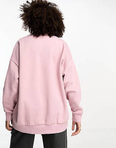 Розовый меланжевый свитшот свободного кроя с фотографией ASOS DESIGN