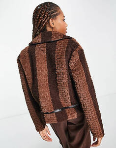 Гламурная куртка свободного кроя в стиле вестерн из коричневого искусственного меха Glamorous
