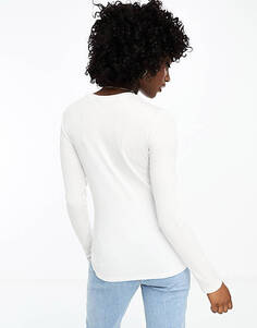 Белая футболка в рубчик с длинными рукавами Vero Moda
