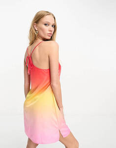 Атласное платье-сорочка Loungeable с эффектом закатного омбре