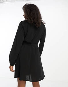 Черное платье мини с поясом Vero Moda