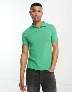 Темно-зеленая рубашка-поло из пике узкого кроя с логотипом Polo Ralph Lauren