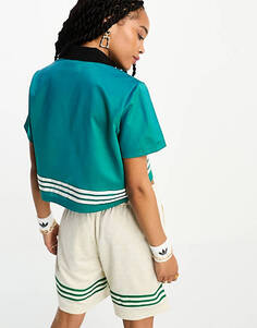 Темно-зеленая рубашка-поло с 3 полосками adidas Originals adicolor 70-х