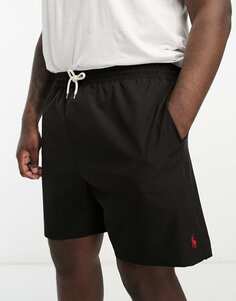 Черные шорты для плавания средней длины с логотипом Polo Ralph Lauren Big &amp; Tall Traveller
