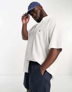 Белая рубашка из жатого хлопка с короткими рукавами и логотипом Polo Ralph Lauren Big &amp; Tall