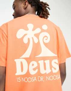 Оранжевая футболка с принтом Deus Ex Machina wobbles