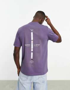 Фиолетовая футболка с принтом на спине Marshall Artist