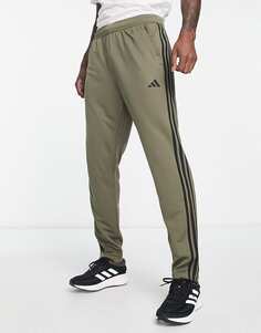 Спортивные брюки цвета хаки с 3 полосками adidas Training Train Essentials