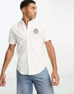 Белая оксфордская рубашка с короткими рукавами и логотипом Abercrombie &amp; Fitch