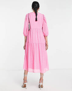 Розовое фактурное платье миди Vero Moda Unknown