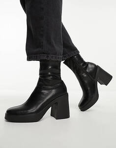 Черные эластичные ботинки-носки New Look