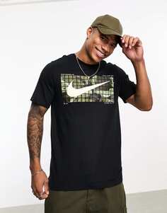 Черная футболка с камуфляжным рисунком Nike Training Dri-Fit