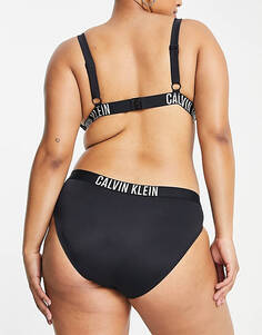 Черные плавки бикини с логотипом Calvin Klein Curve