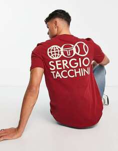 Красная футболка с принтом на спине Sergio Tacchini