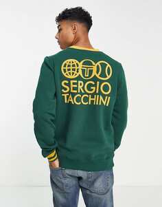 Зеленый свитшот с принтом на спине Sergio Tacchini