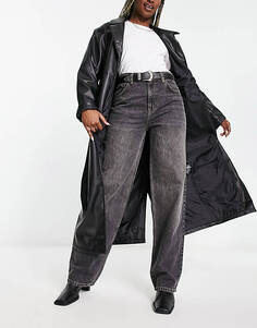 Черные оверсайз-джинсы-бойфренды с крупной строчкой ASOS DESIGN